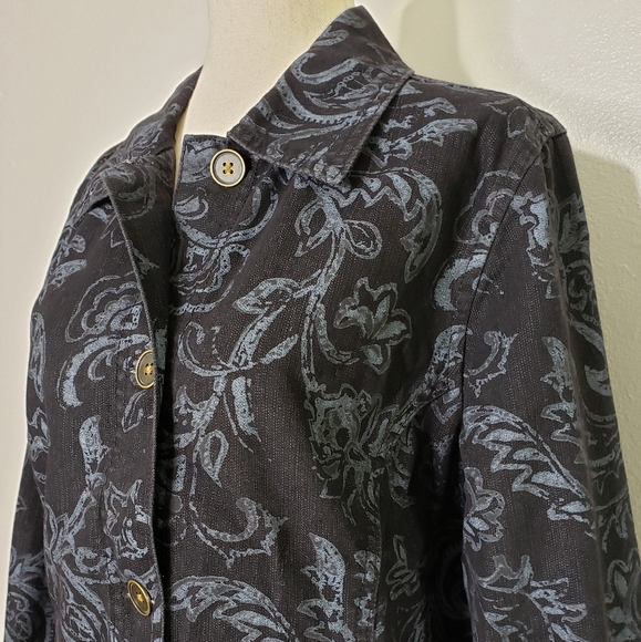 NEW Vintage Denim Paisley Jean Jacket Spring Coat Black Gray - Picture 6 of 13